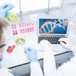 Microbiologists studying DNA of food samples